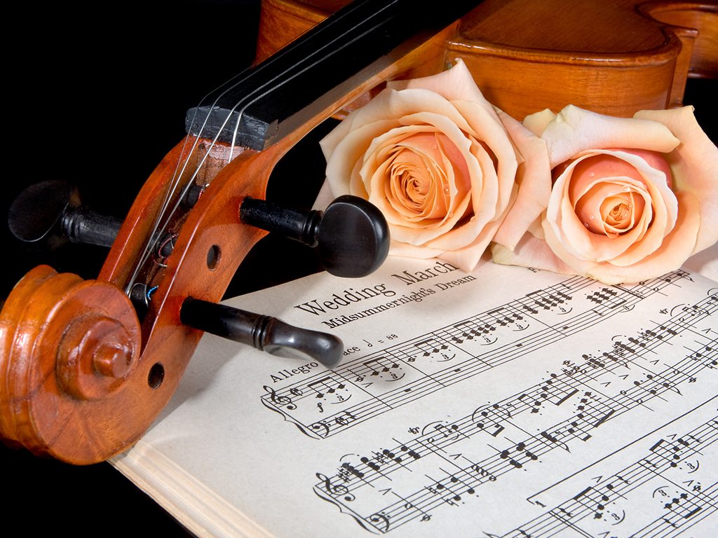 Violin Sheet Music Grand Piano Flowers Wedding